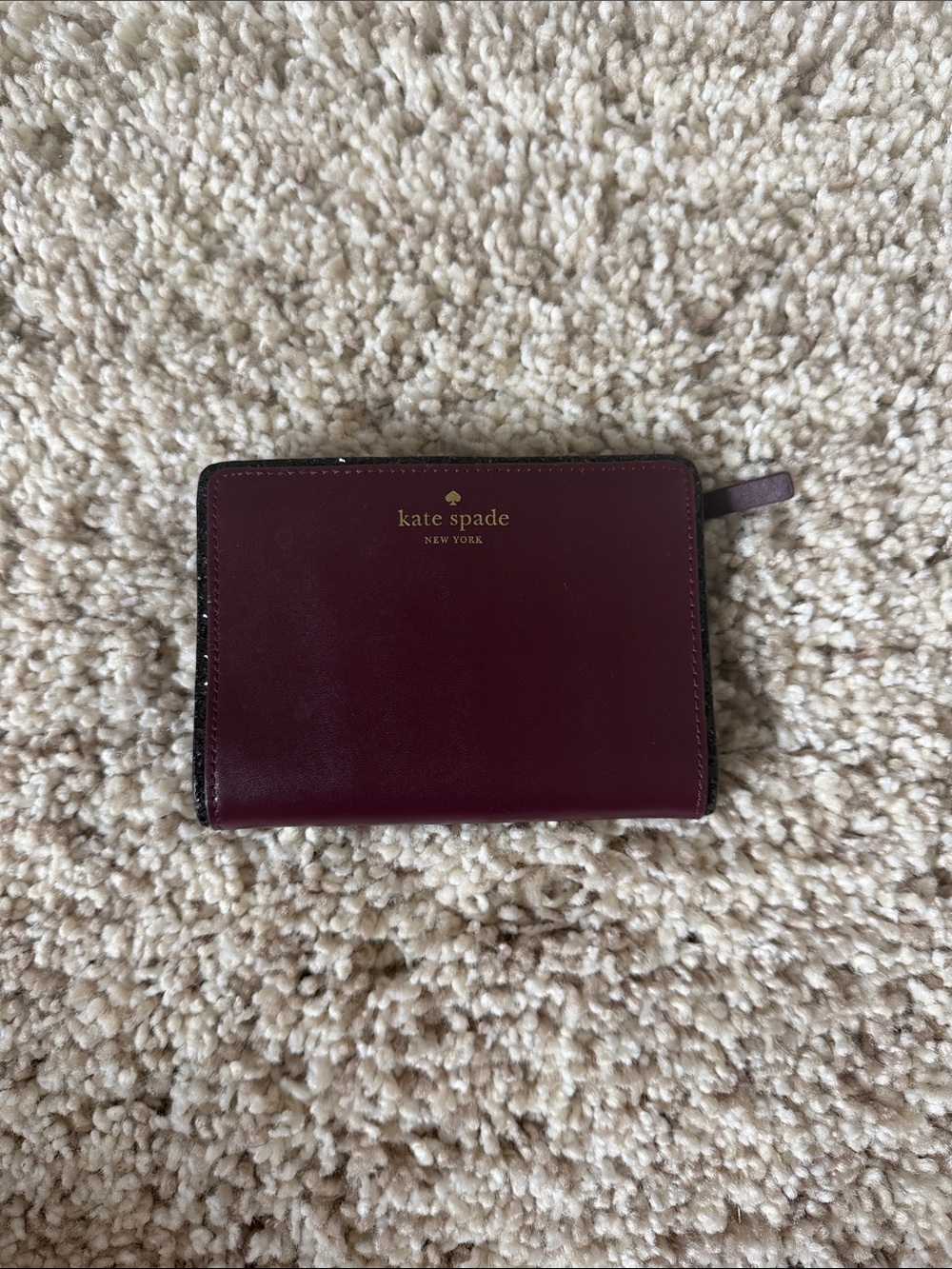 kate spade Plum Zip Around Card Holder with Gold Logo